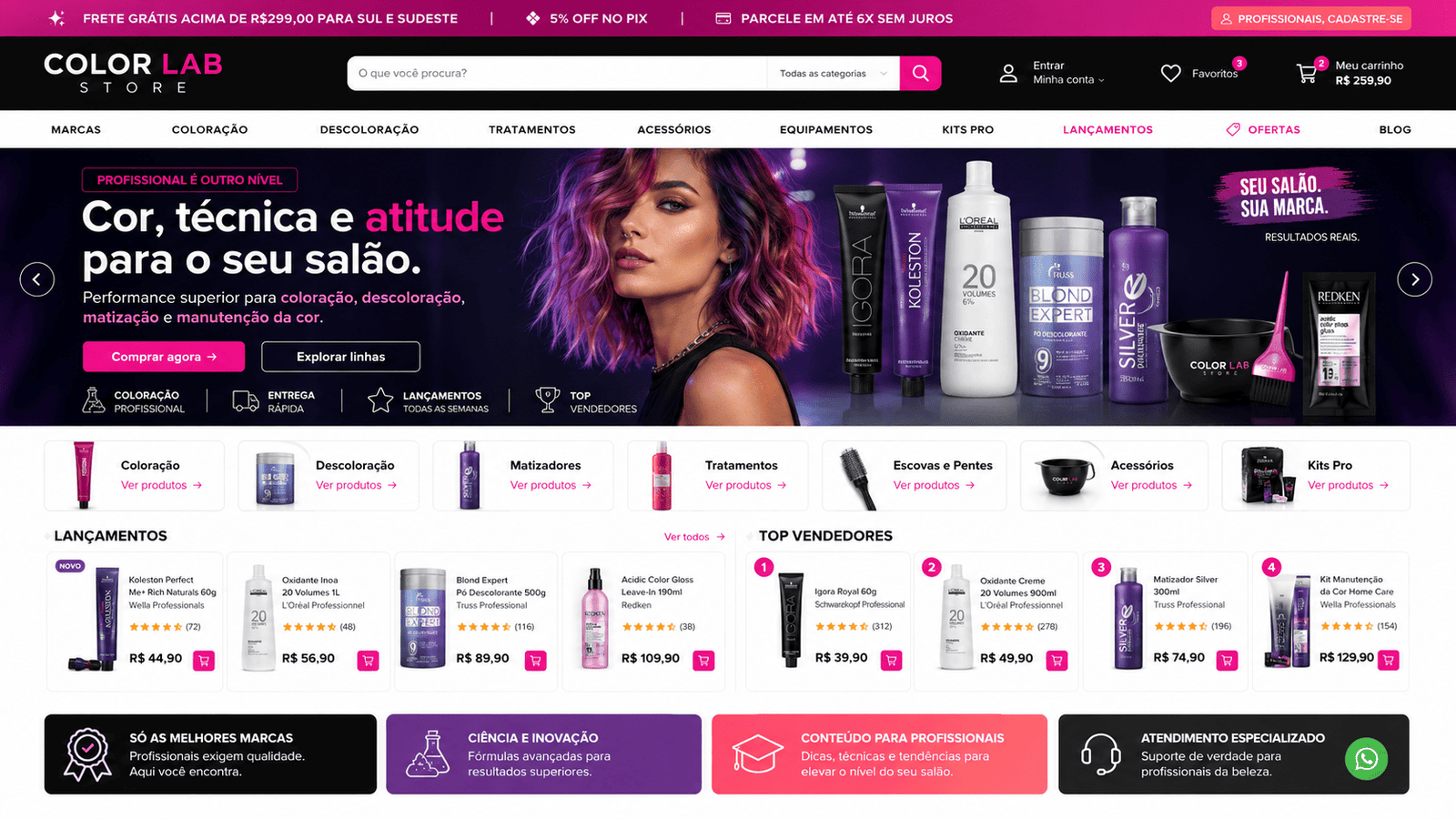 Exemplo de site criado pela La Coronna